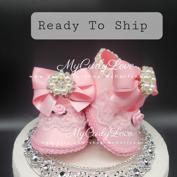 Girl Baby Shower Cake Decor Baby Shoes Cake Centerpiece Baby Princess Decoration Girl Booties Princess Baby Party Princess First Birthday