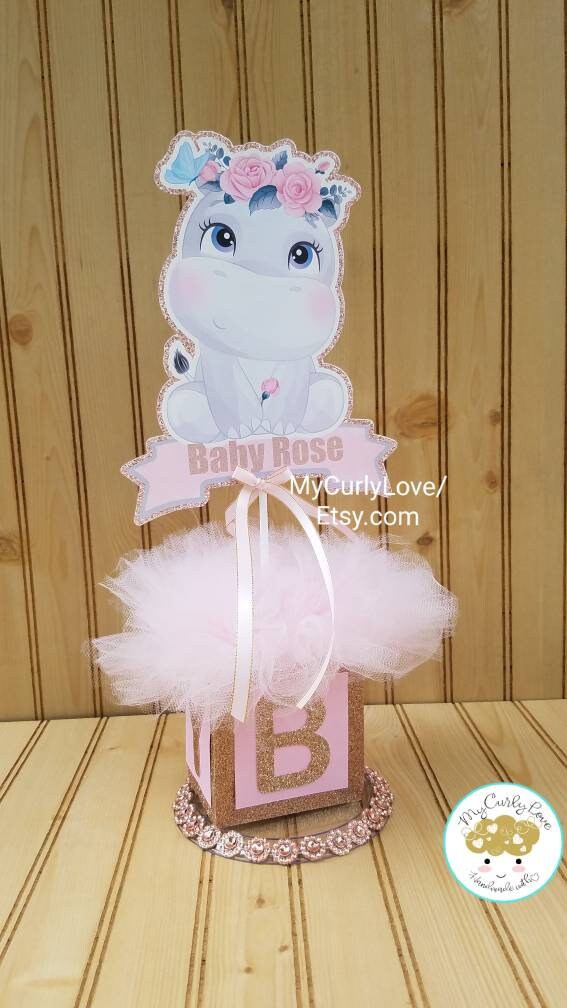 Hippo Baby Shower Centerpiece/girl Hippo Baby Shower Etsy
