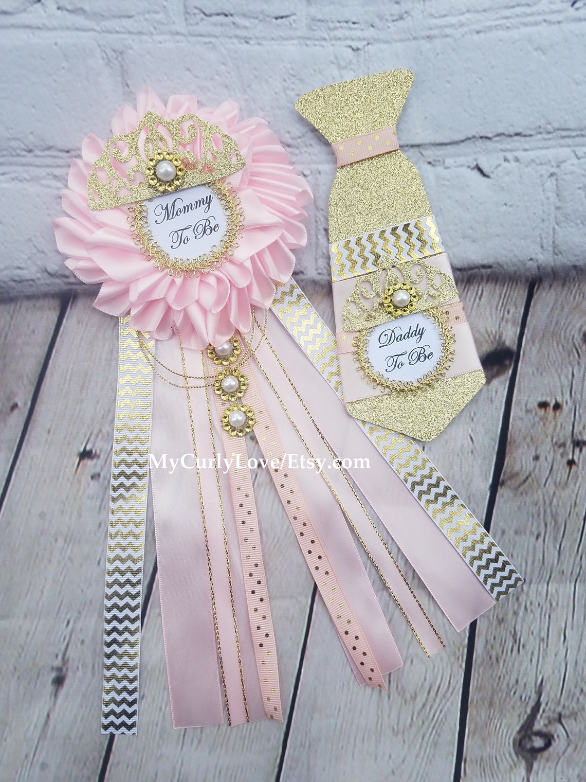 Princess Baby Shower Mommy to be Corsage/Pink and Gold Etsy