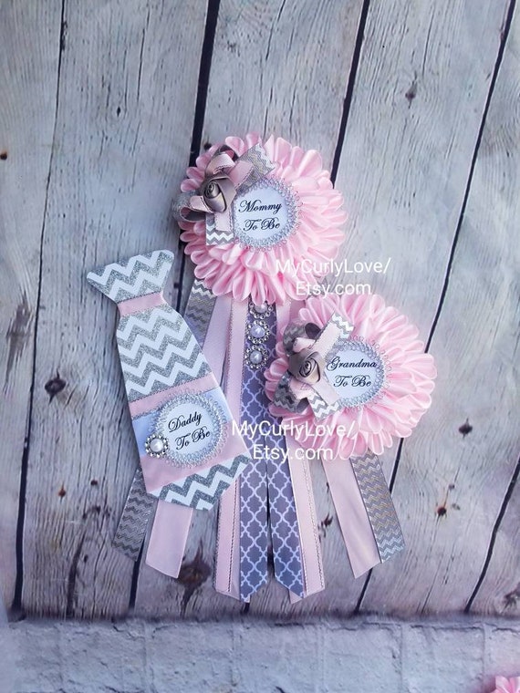 gray and pink baby shower