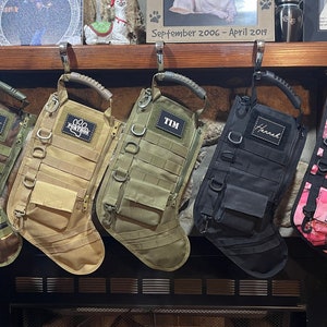 Personalized Tactical Christmas Stockings with removable Patch - Customizable Hunting, Military, and Law Enforcement Style Holiday Decor BL
