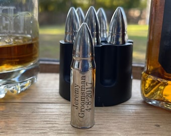 Personalized bullet shaped whiskey stones - Father's Day gift for guys, groomsmen gifts, wedding gift, groomsman gift, 2nd amendment