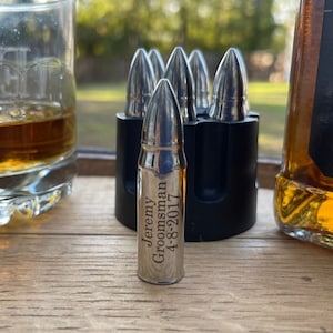 Personalized bullet shaped whiskey stones - Father&#39;s Day gift for guys, groomsmen gifts, wedding gift, groomsman gift, 2nd amendment