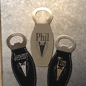 Personalized Magnetic Bottle Opener: Leatherette Groomsman Gift