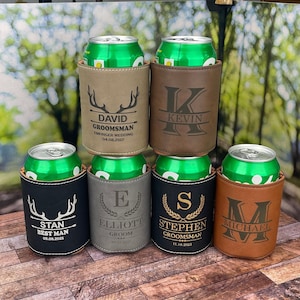 Personalized Can Cooler Holder for Groomsmen Gifts, Groomsman Proposal, Engraved Can Cooler, Beer Holder, Custom Groomsman Gift Ideas