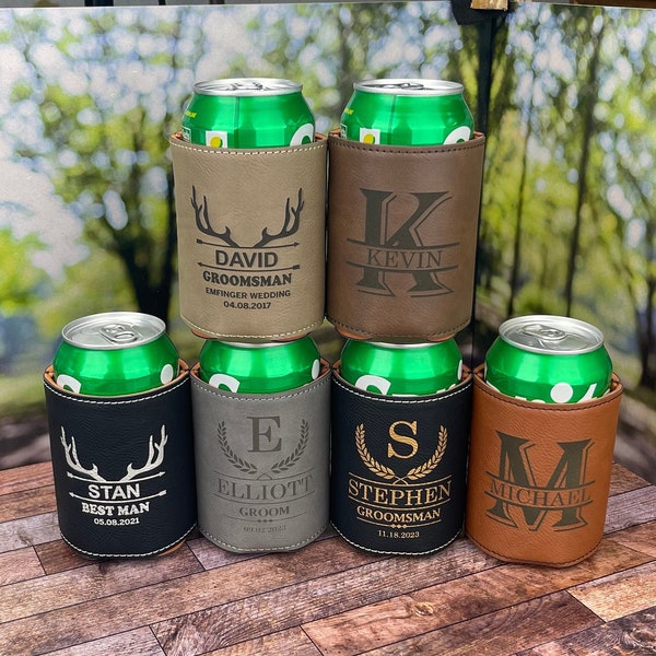 Personalized Can Cooler Holder for Groomsmen Gifts, Groomsman Proposal, Engraved Can Cooler, Beer Holder, Custom Groomsman Gift Ideas