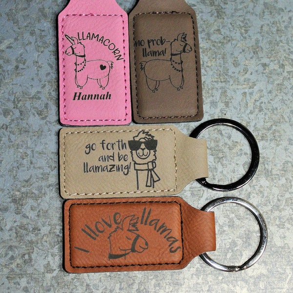 Llama Keychains - Personalized Llama Keychain - Llama gift, unicorn gift, llamas are the new unicorn, gift for her, leather keychains