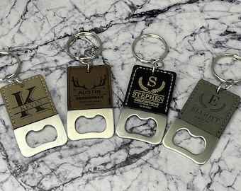 Custom keychain with bottle opener - groomsman gift ideas, wedding favors, bridesmaid gift