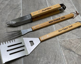 Fathers Day Personalized BBQ Spatula or tool set  - gift for dad, grandpa gift, grilling guys, stepdad step dad, custom gift for him