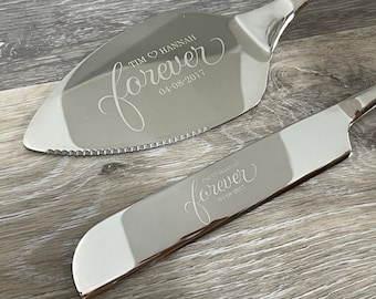 Personalized Cake Knife and Server Set - engraved wedding or anniversary cake cutting gift for couples, unique keepsake, something new