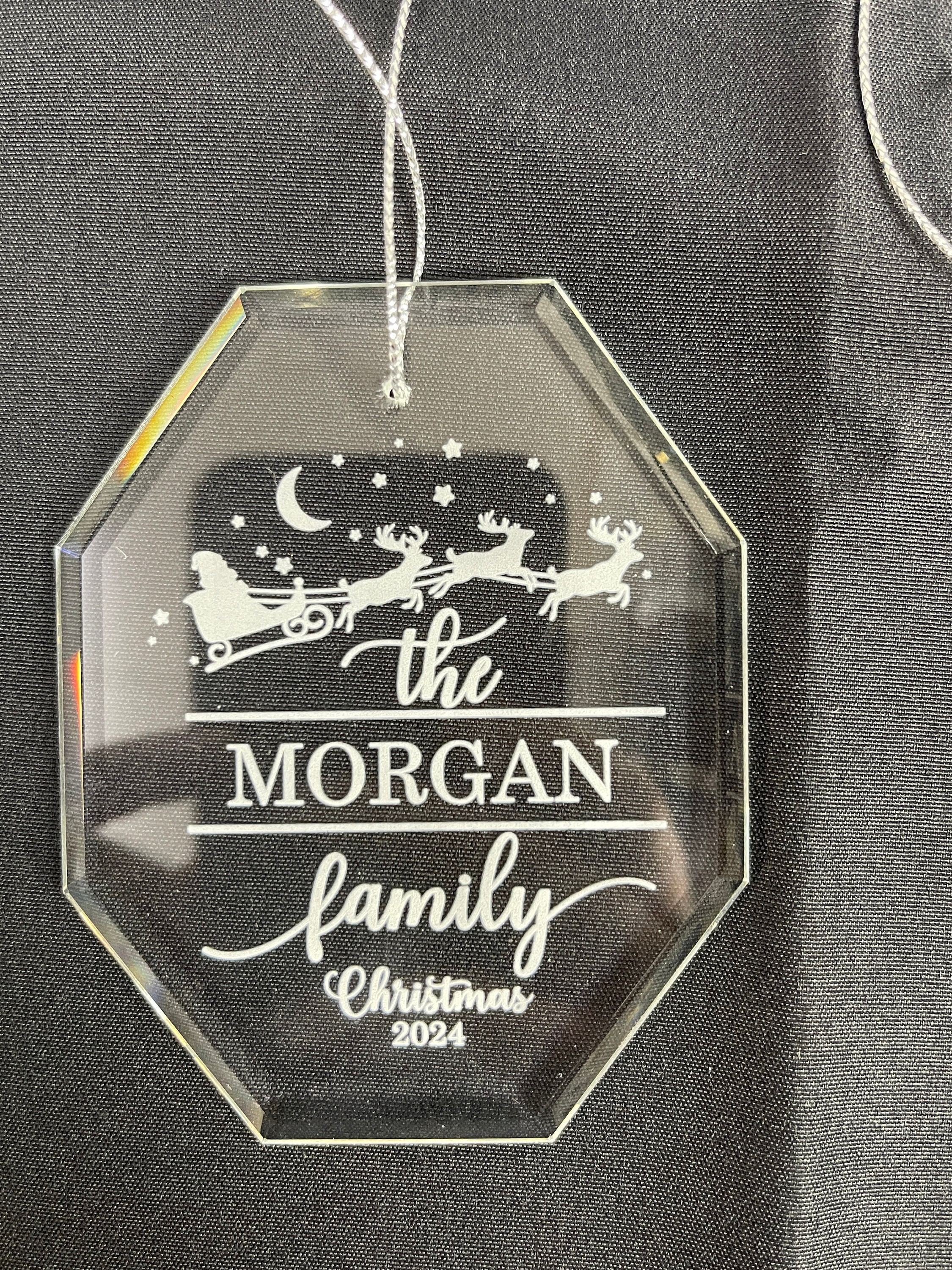 Personalized Crystal Glass Christmas Ornament - Custom Family Name ...