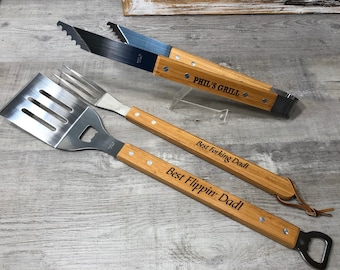 Personalized BBQ Spatula or tool set - Christmas gift idea for him, presents for dad or grandpa, grilling gift for guys, groomsman gift