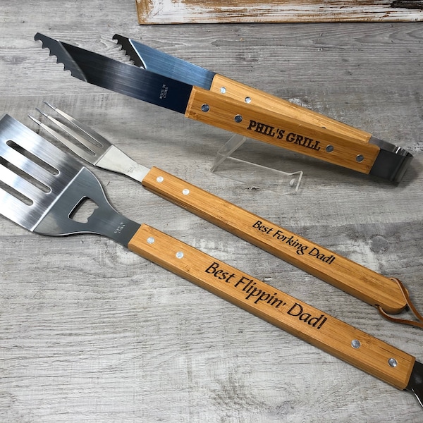 Personalized BBQ Spatula or tool set - Christmas gift idea for him, presents for dad or grandpa, grilling gift for guys, groomsman gift