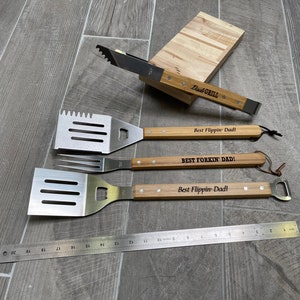 Personalized BBQ Spatula or tool set - Fathers Day gift for dad stepdad, grandpa grilling accessories, grill guy, gift idea image 4