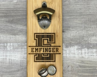 Personalized Bottle Opener with cap catching magnet - gift for him, mancave, housewarming, gift for dad and grandpa, father's day, groomsman