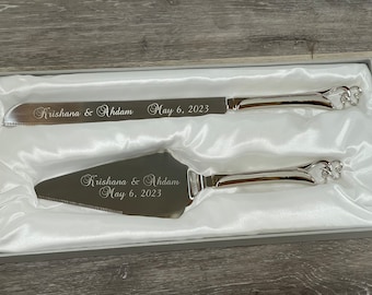 Personalized Cake Knife and Server Set - Wedding cake cutting set, wedding knife, gift for engaged couples,