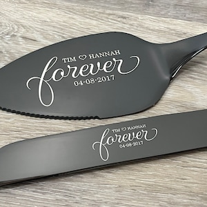 Cake Knife and Server Set - Personalized, engraved wedding or anniversary cake cutting Christmas gift for couples, wedding party