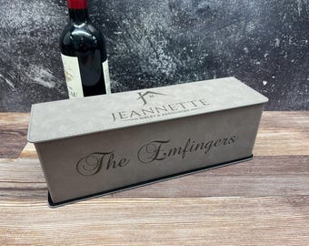 Personalized Wine Box for Closing Gifts – Custom Engraved with Family Name - Logo Engraving, Real Estate Closing Gift Idea Housewarming Gift