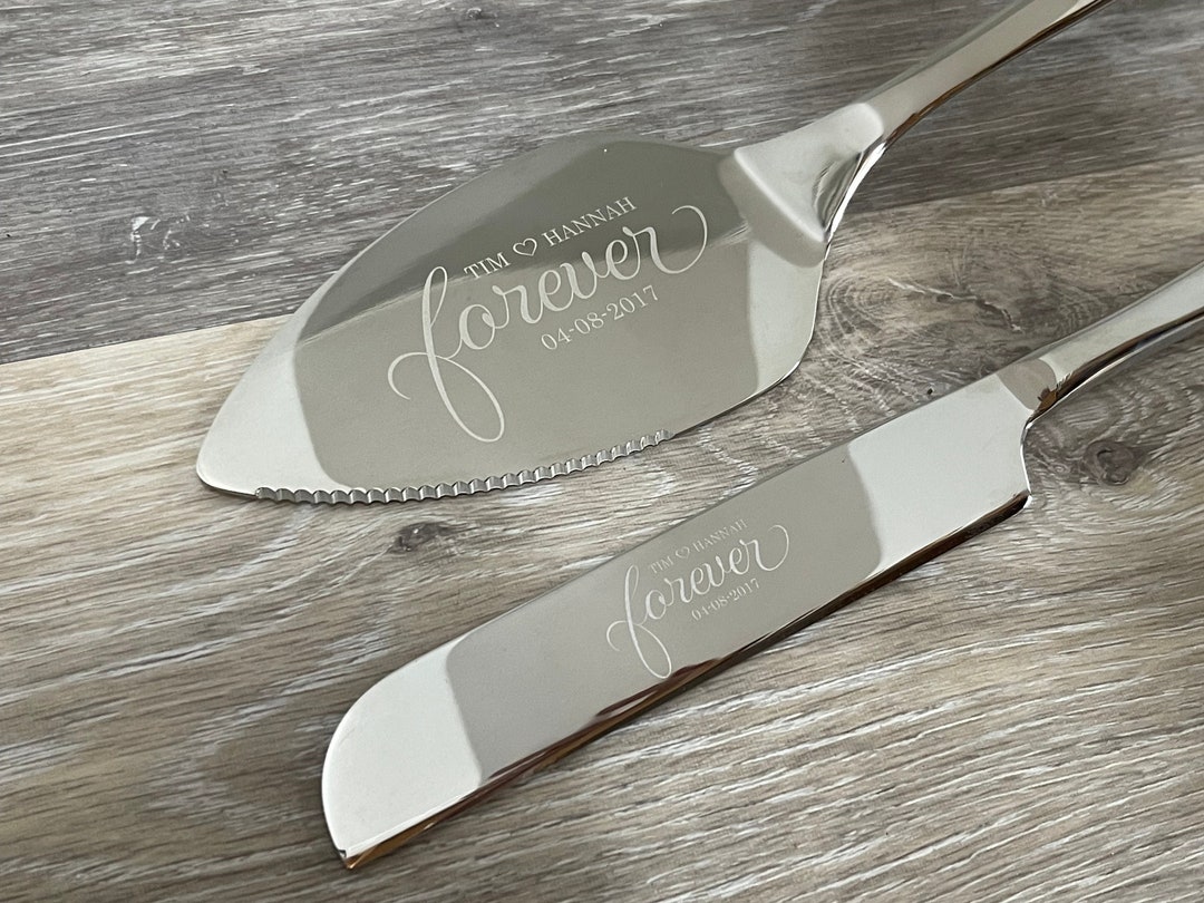 Personalized Cake Knife and Server Set Engraved Wedding or Anniversary
