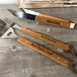 Personalized BBQ Spatula or tool set - Fathers Day gift for dad stepdad, grandpa grilling accessories, grill guy, gift idea image 9