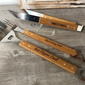 Personalized BBQ Spatula or tool set Christmas gift idea for him, presents for dad or grandpa, grilling gift for guys, groomsman gift image 8