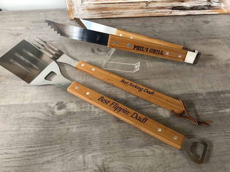 Personalized BBQ Spatula or tool set Christmas gift idea for him, presents for dad or grandpa, grilling gift for guys, groomsman gift image 8