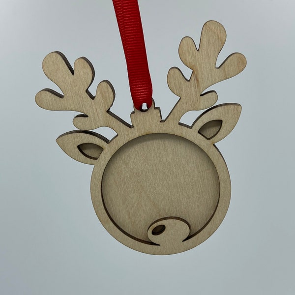 DIY Reindeer Ornament Blank - blank ornament, picture ornament, paint it yourself, craft project for kids