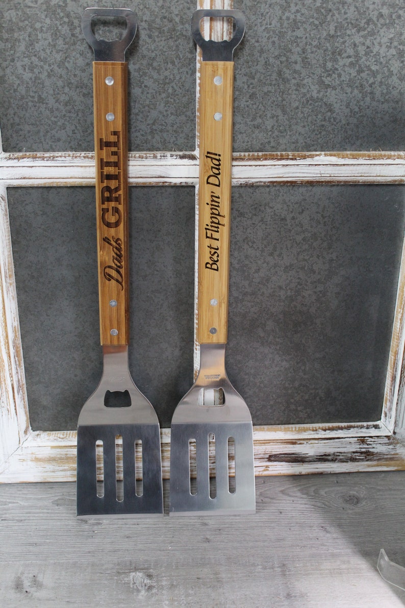 Personalized BBQ Spatula or tool set Christmas gift idea for him, presents for dad or grandpa, grilling gift for guys, groomsman gift image 7