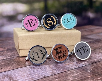 Personalized Cufflinks made from Leatherette - groomsman gift, wedding cufflinks, gift for guys, formal attire, gift for him, office gift