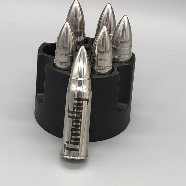 Personalized Bullet Shaped Whiskey Stones - Christmas gift for dad, hunting, law enforcement military gift for him, stocking stuffer