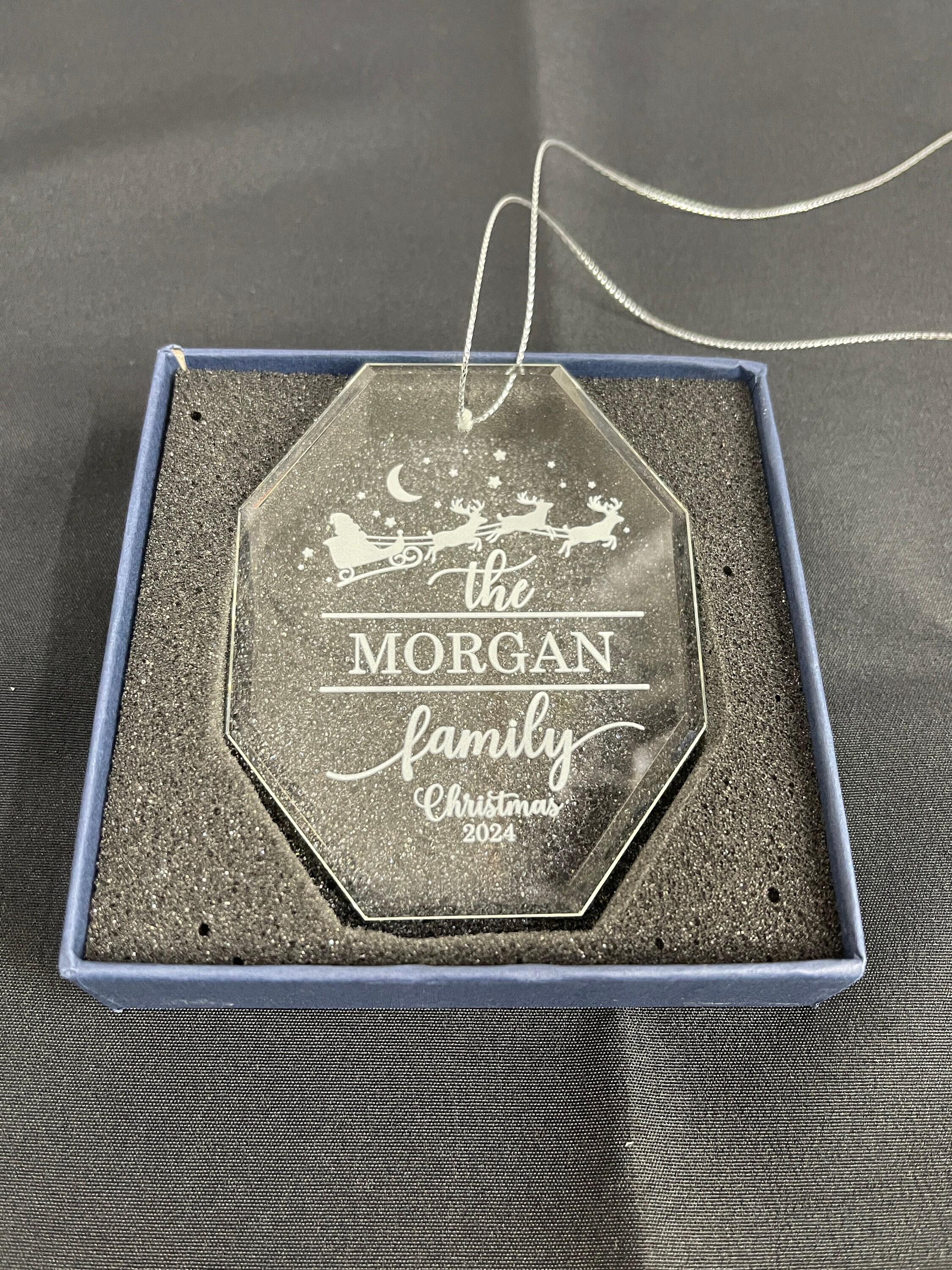 Personalized Crystal Glass Christmas Ornament - Custom Family Name ...