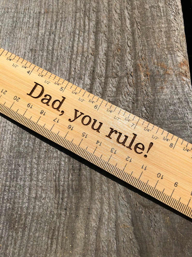 Custom Engraved Father's Day Ruler bamboo ruler, gift for dad, gift for him, grandpa, 1st first fathers day, handyman, custom tool image 3