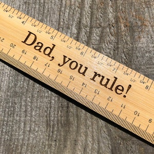 Custom Engraved Father's Day Ruler bamboo ruler, gift for dad, gift for him, grandpa, 1st first fathers day, handyman, custom tool image 1