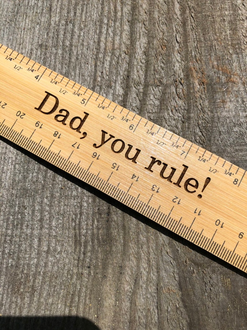 Custom Engraved Father's Day Ruler bamboo ruler, gift for dad, gift for him, grandpa, 1st first fathers day, handyman, custom tool image 1