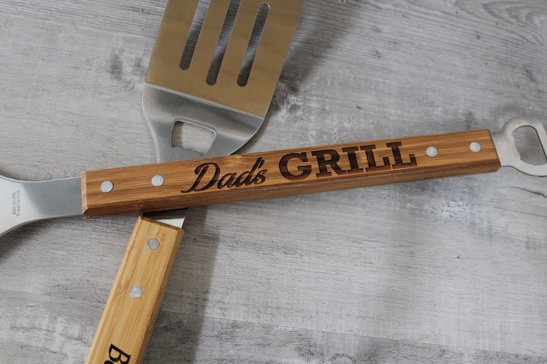 Personalized BBQ Spatula or tool set Christmas gift idea for him, presents for dad or grandpa, grilling gift for guys, groomsman gift image 5