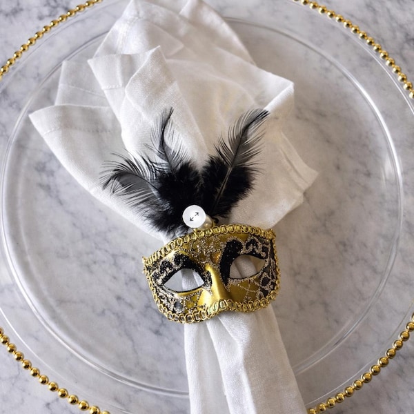 One Mask Napkin Ring, Purim Party Decor, Mardi Gras Decor