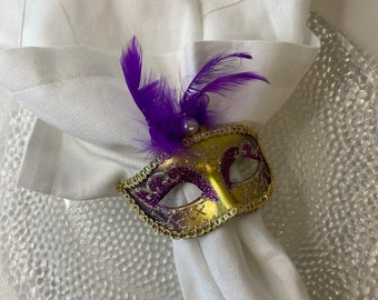 1 Mask Napkin Ring,  Purim Party Decor,  Mardi Gras Decor