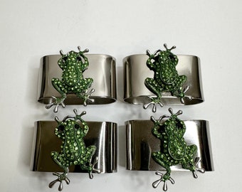 Oval Magnetic Napkin Rings with Frog Attachments (Set of 4)