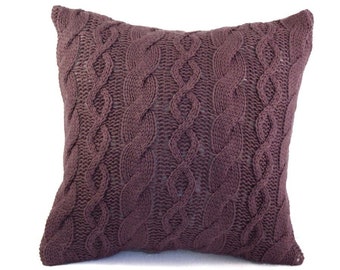 Purple Cable Knit Cushion,  FREE SHIPPING to Canada and USA