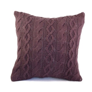 Purple Cable Knit Cushion,  FREE SHIPPING to Canada and USA