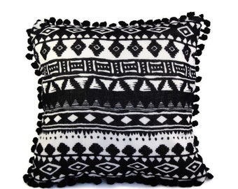 Black and White Scarf Cushion,  FREE SHIPPING to Canada and USA