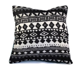 Black and White Scarf Cushion,  FREE SHIPPING to Canada and USA