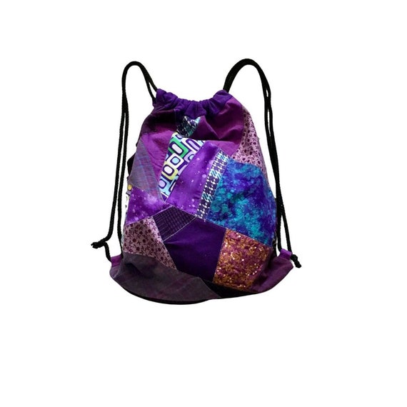 Purple Quilted Drawstring Backpack Chanel Purple Quilted Lambskin Drawstring Backpack Pale Gold  main image 4