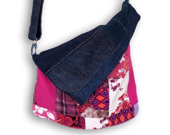 Różowa, asymetryczna torba listonoszka, torebka na ramię