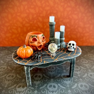 Miniature dollhouse coffee table, 1:12 scale Halloween miniatures, haunted dollhouse furniture