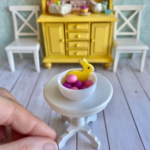 Dollhouse Miniature Easter Basket W/ Eggs Chocolate Bunny Etsy