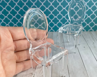 Miniature ghost chair, clear acrylic dollhouse chair, 1:12 scale phantom chair