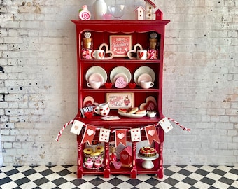 Armario de San Valentín a escala 1:12, Miniaturas artesanales, Muebles para casas de muñecas en miniatura, Armario de San Valentín