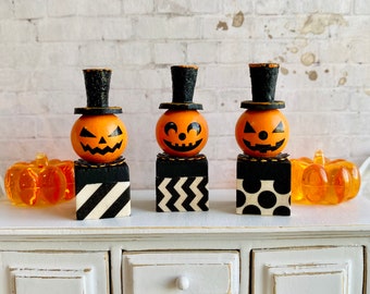 Vintage Halloween box miniatures, artisan miniatures, miniature jack o lantern, haunted dollhouse decorations