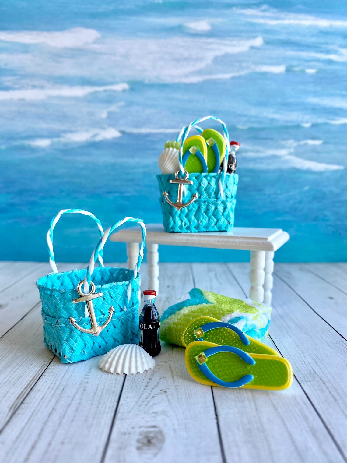 Miniature beach bag dollhouse beach miniatures 112 scale Etsy